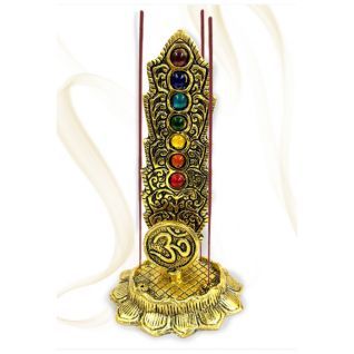 Incensario VERTICAL metal Ohm dorado